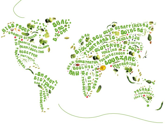 Grafische tekening van een duurzame wereldkaart
