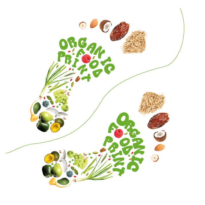 Grafische tekening van organic food prints